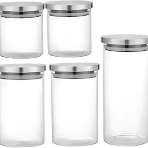 KIT 5 POTES COM TAMPA INOX HERMÉTICO