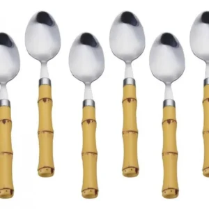 JOGO COLHER SOBREMESA 6 PEÇAS BAMBOO STEEL INOX