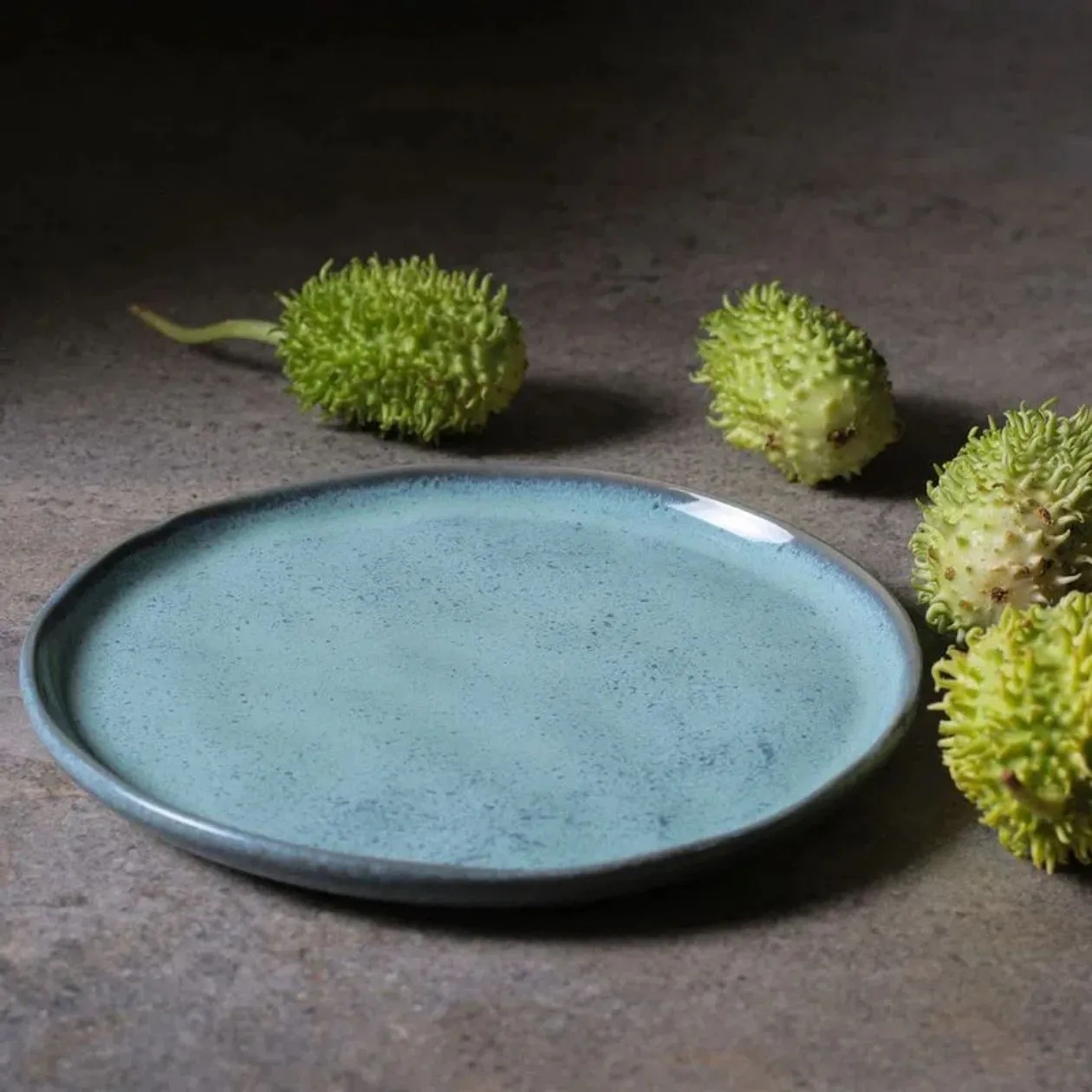 PRATO RASO MODERNA 100% PORCELANA 24CM AZUL PEROLA - Imagem 3