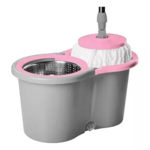 MOP GIRATÓRIO COM BALDE COR CINZA E ROSA 9 LITROS
