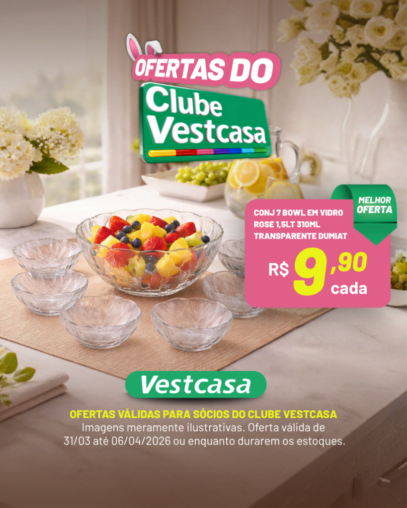 CONJ. 7 BOWL EM VIDRO ROSE 1,5LT 310ML TRANSPARENTE DUMIAT