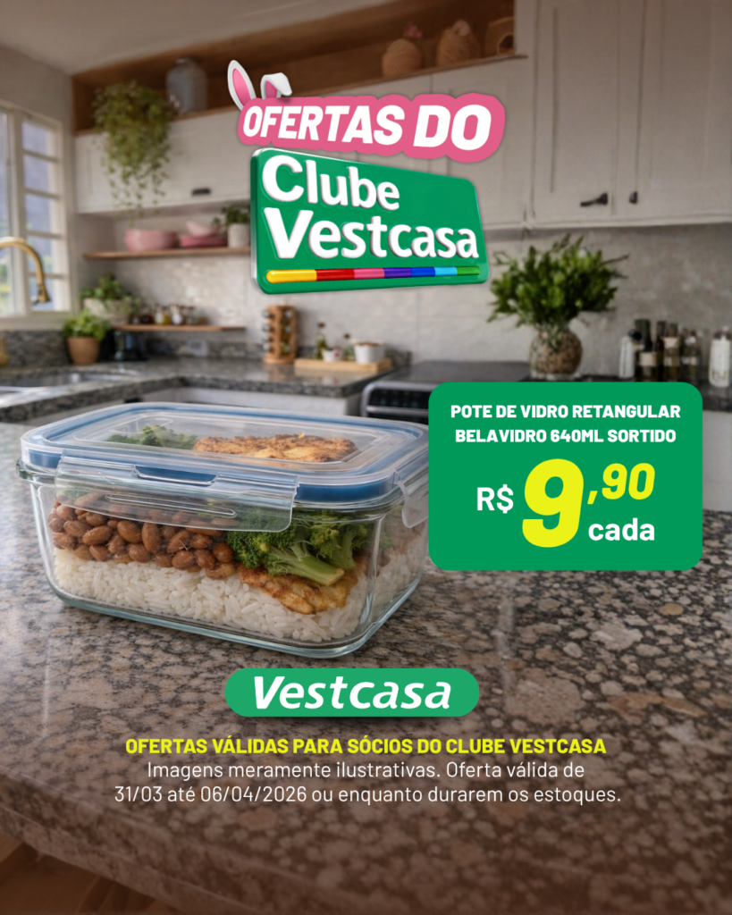 POTE DE VIDRO RETANGULAR BELAVIDRO 640ML SORTIDO