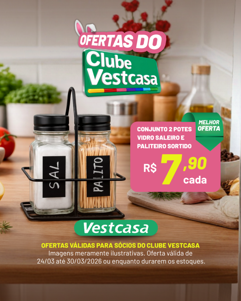 CONJUNTO DE 2 POTES DE VIDRO SALEIRO E PALITEIRO