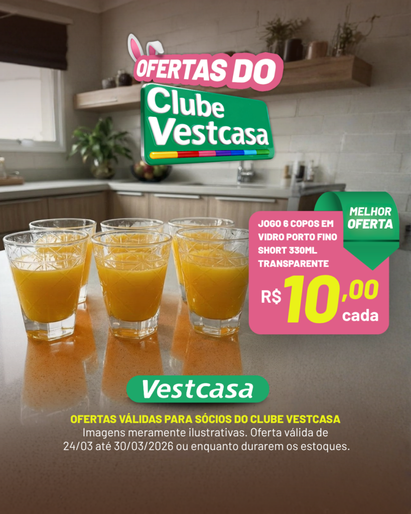 JOGO 6 COPOS EM VIDRO PORTO FINO SHORT 330ML TRANSPARENTE