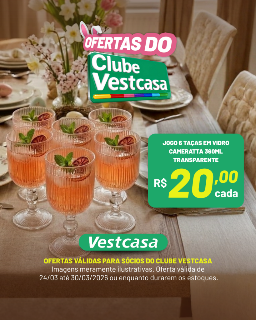 JOGO 6 TAÇAS EM VIDRO CAMERATTA 360ML TRANSPARENTE