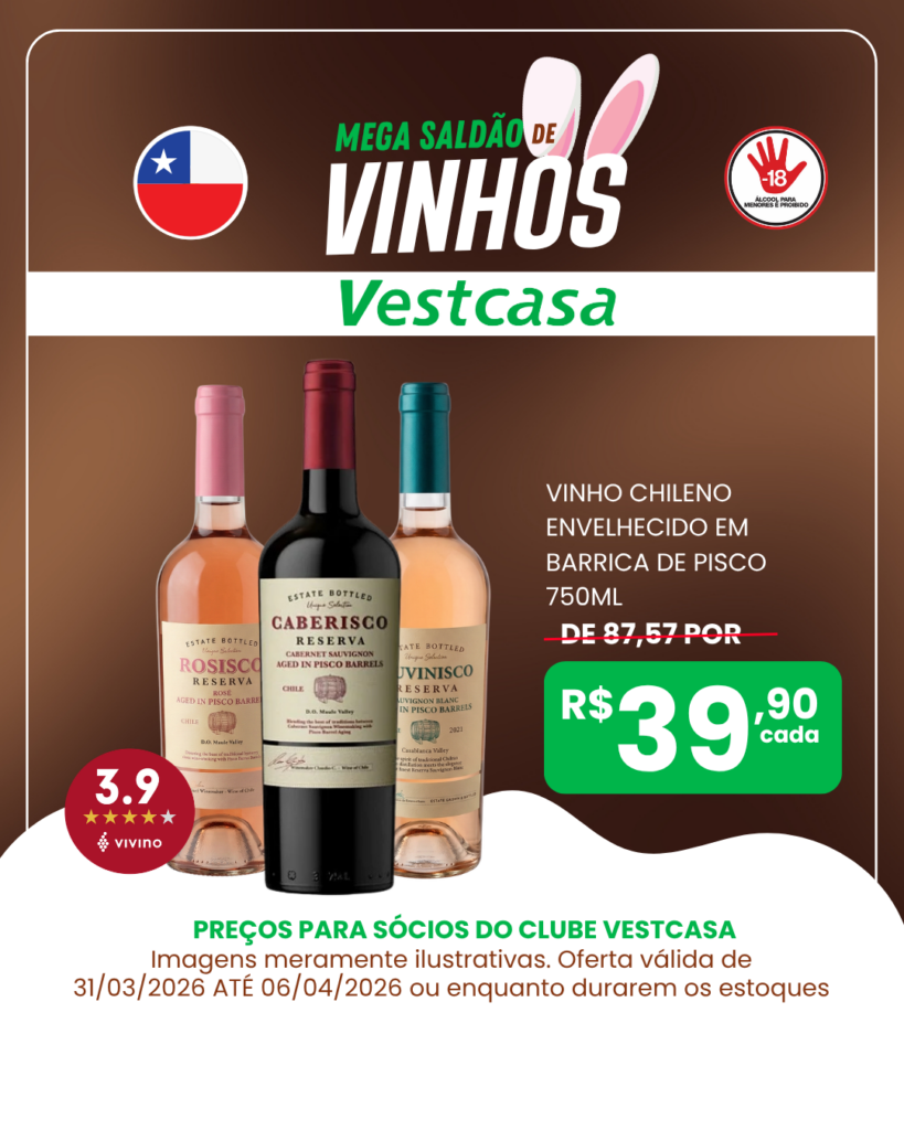 VINHO CHILENO ENVELHECIDO EM BARRICA DE PISCO SELECIONADOS 750ML