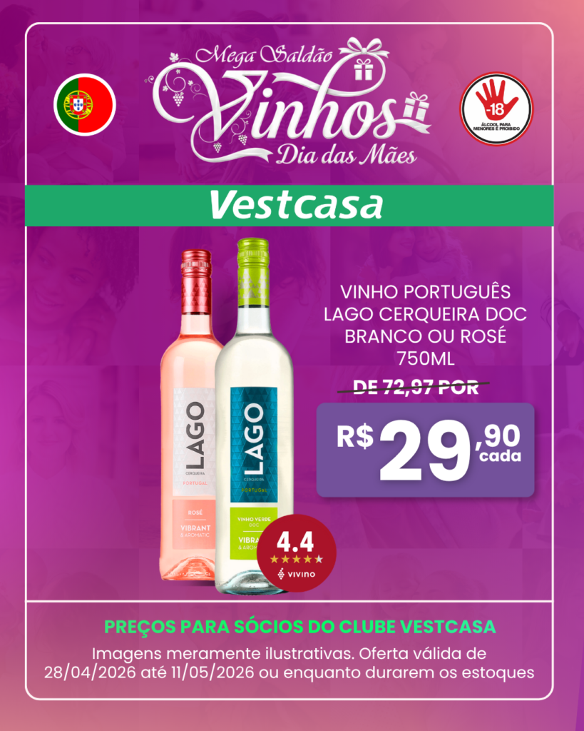 VINHO PORTUGUÊS LAGO CERQUEIRA DOC BRANCO OU ROSÉ 750ML