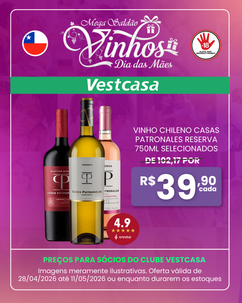 VINHO CHILENO CASAS PATRONALES RESERVA 750ML SELECIONADOS