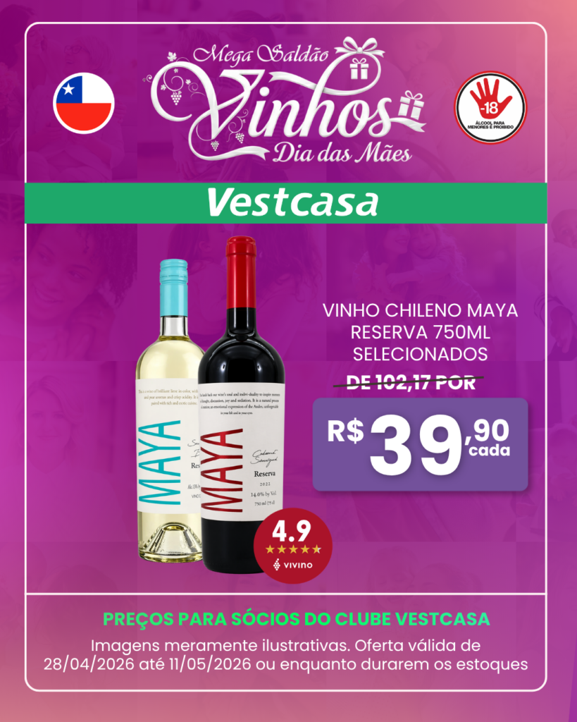 VINHO CHILENO MAYA RESERVA 750ML SELECIONADOS