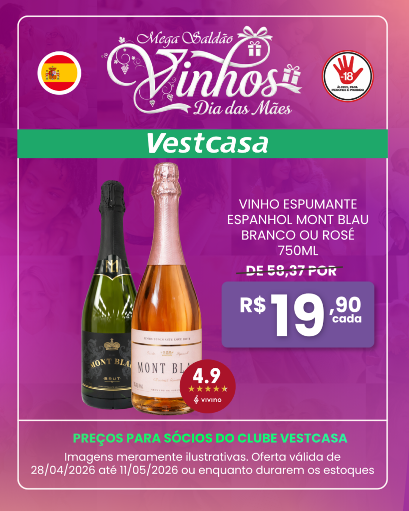 VINHO ESPUMANTE ESPANHOL MONT BLAU BRANCO OU ROSÉ 750ML
