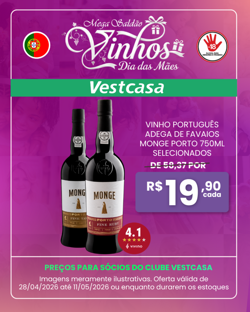 VINHO PORTUGUÊS ADEGA DE FAVAIOS MONGE PORTO 750ML SELECIONADOS