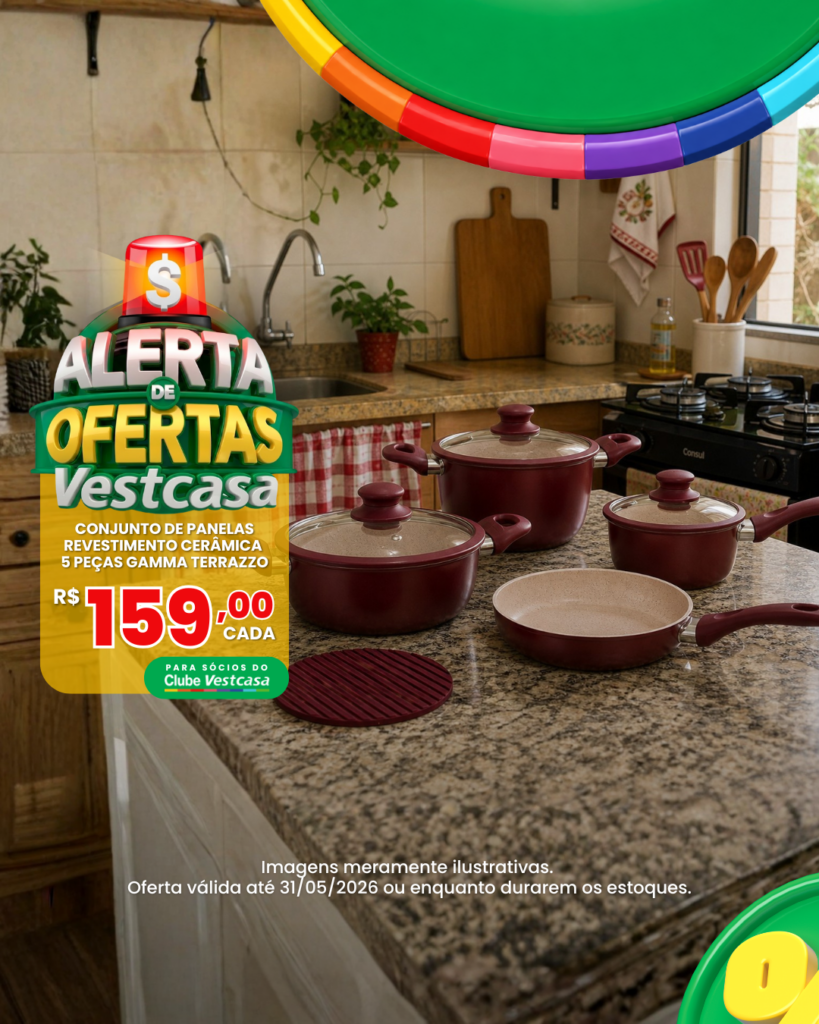 CONJUNTO PANELA CERÂMICA TERRAZZO 5 PEÇAS GAMMA