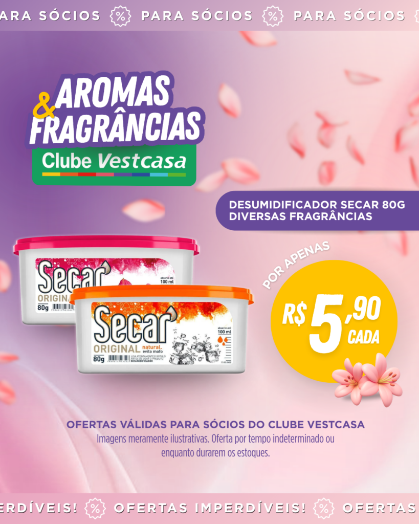 DESUMIDIFICADOR SECAR 80g DIVERSAS FRAGRÂNCIAS