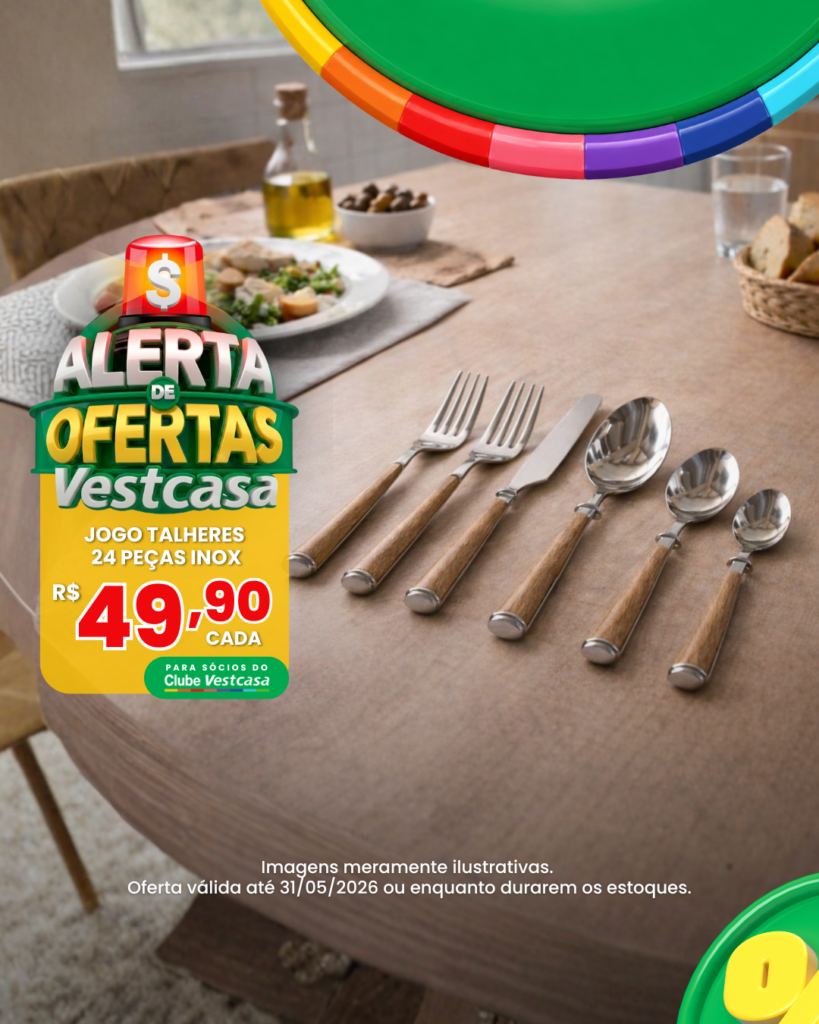 JOGO DE TALHERES 24 PEÇAS EM INOX E CABOS