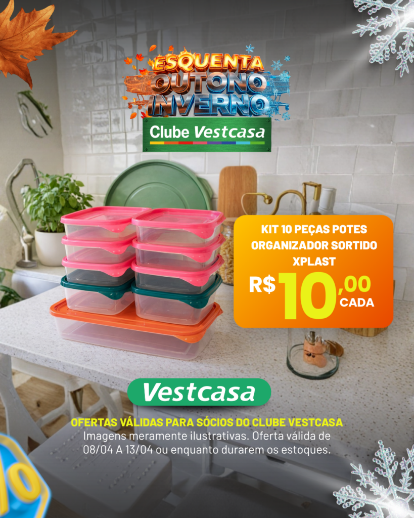 KIT 10 PEÇAS POTES ORGANIZADOR SORTIDO XPLAST