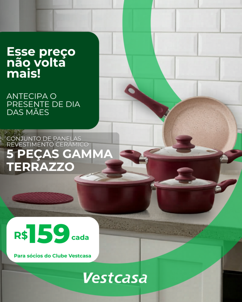 CONJUNTO PANELA CERÂMICA TERRAZZO 5 PEÇAS GAMMA