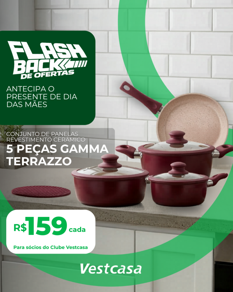 CONJUNTO PANELA CERÂMICA TERRAZZO 5 PEÇAS GAMMA