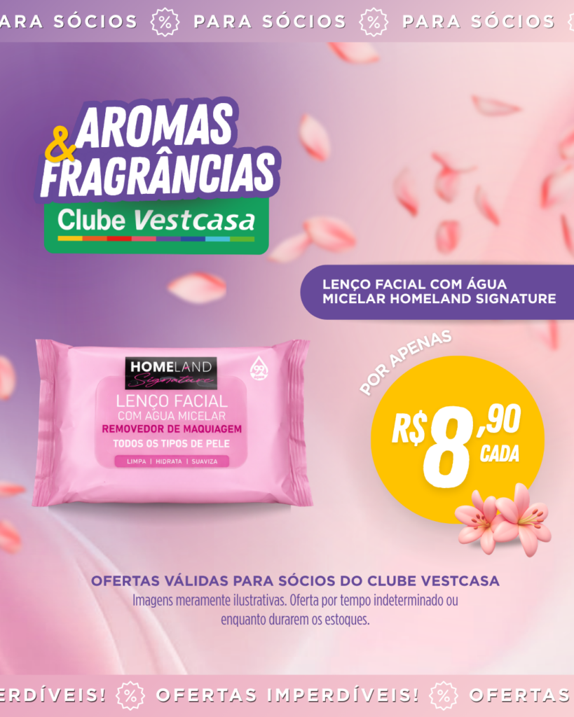 LENÇO FACIAL COM ÁGUA MICELAR HOMELAND SIGNATURE