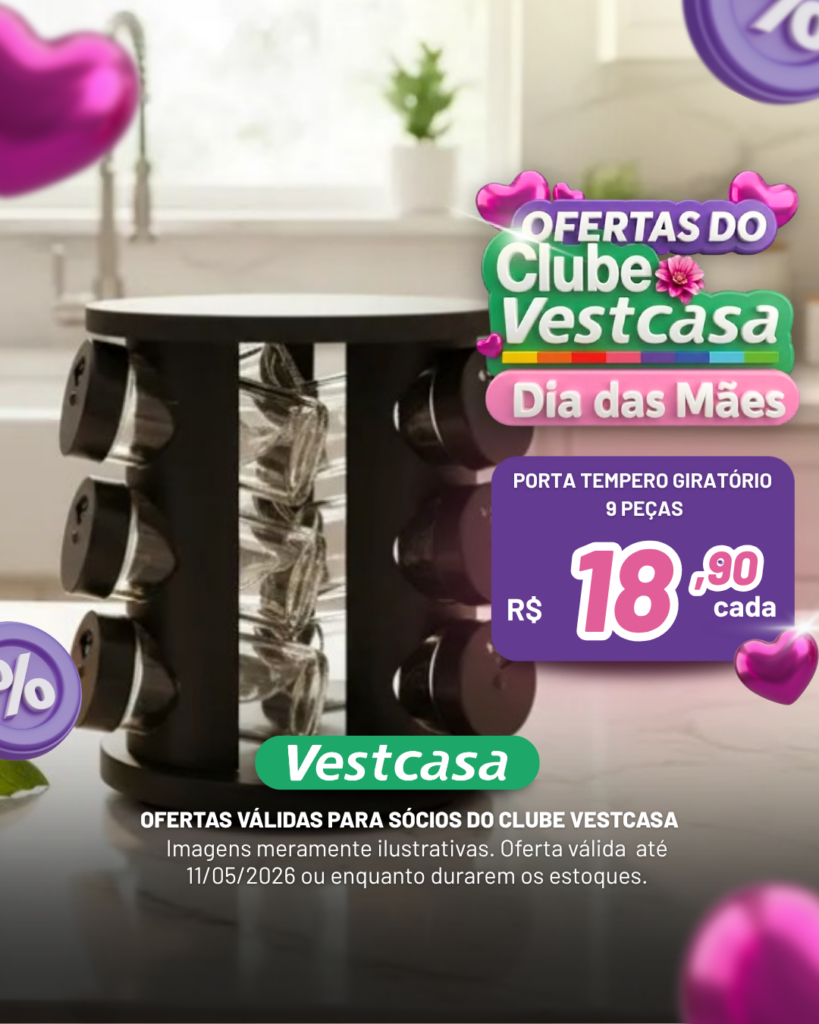 PORTA TEMPERO GIRATÓRIO 9 POTES VIDRO