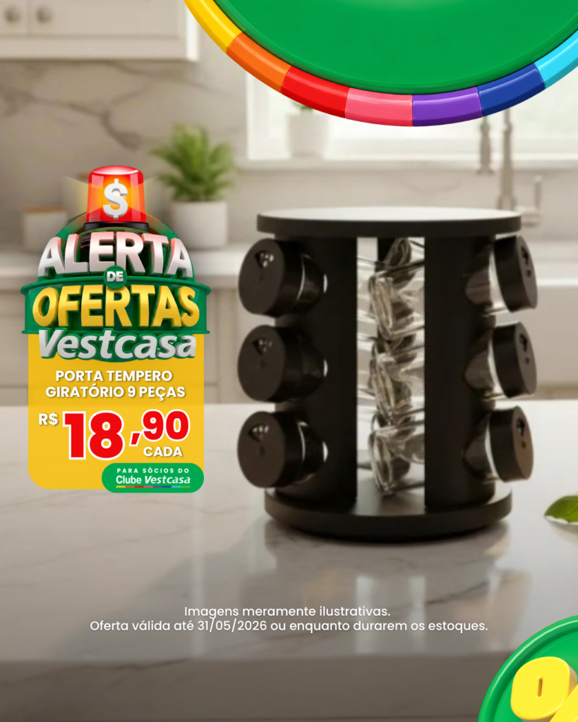 PORTA TEMPERO GIRATÓRIO 9 POTES VIDRO
