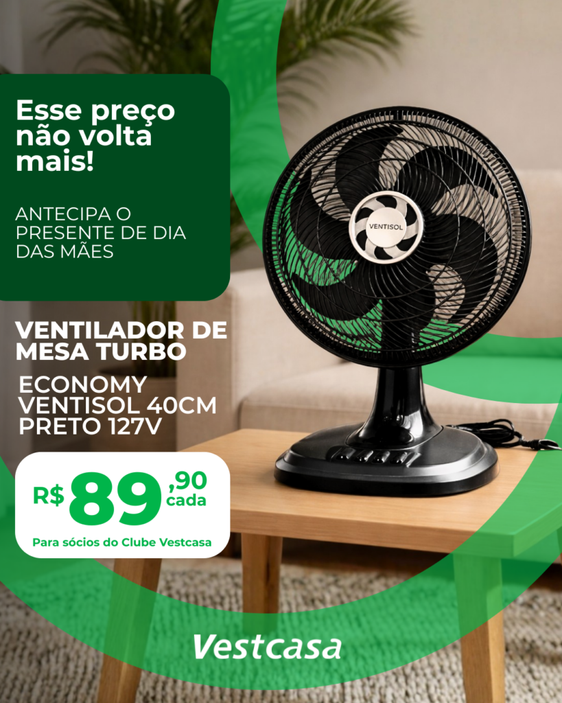 VENTILADOR MESA TURBO ECONOMY 40CM PRETO 127V