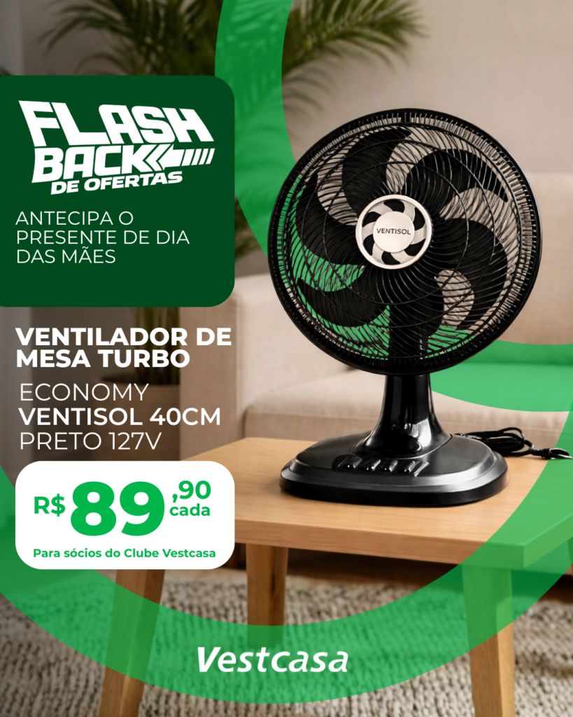VENTILADOR MESA TURBO ECONOMY 40CM PRETO 127V