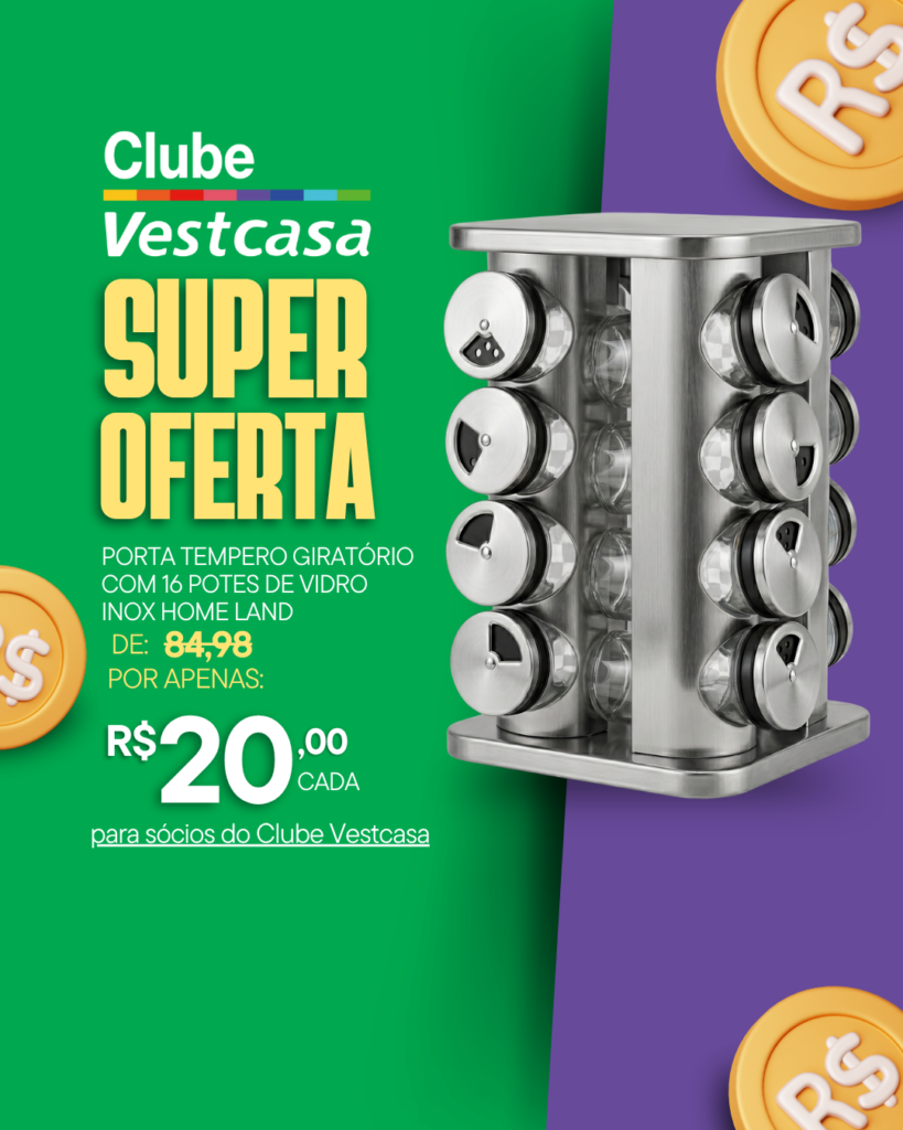 PORTA TEMPERO GIRATÓRIO C/ 16 POTES INOX
